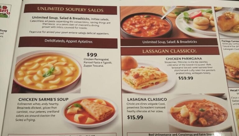 Olive Garden Weekday Lunch Menu Prices